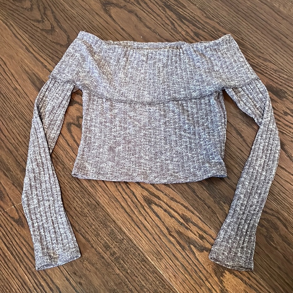 grey off the shoulder long sleeve
